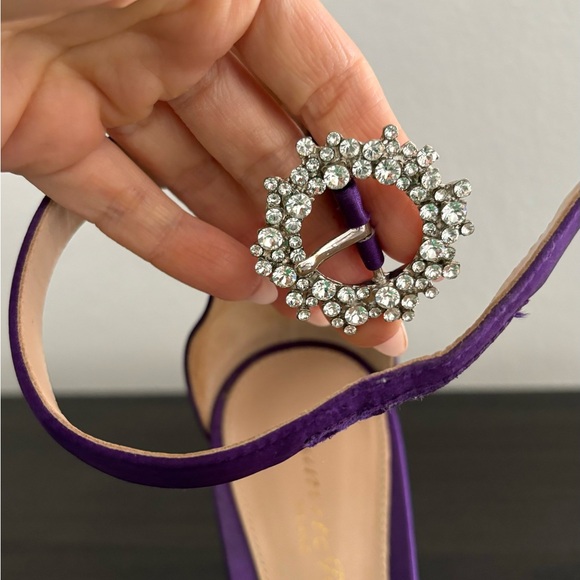 Gianvito Rossi Purple Satin Crystal Heels | Ankle Strap Sandals with Box - Picture 5 of 10